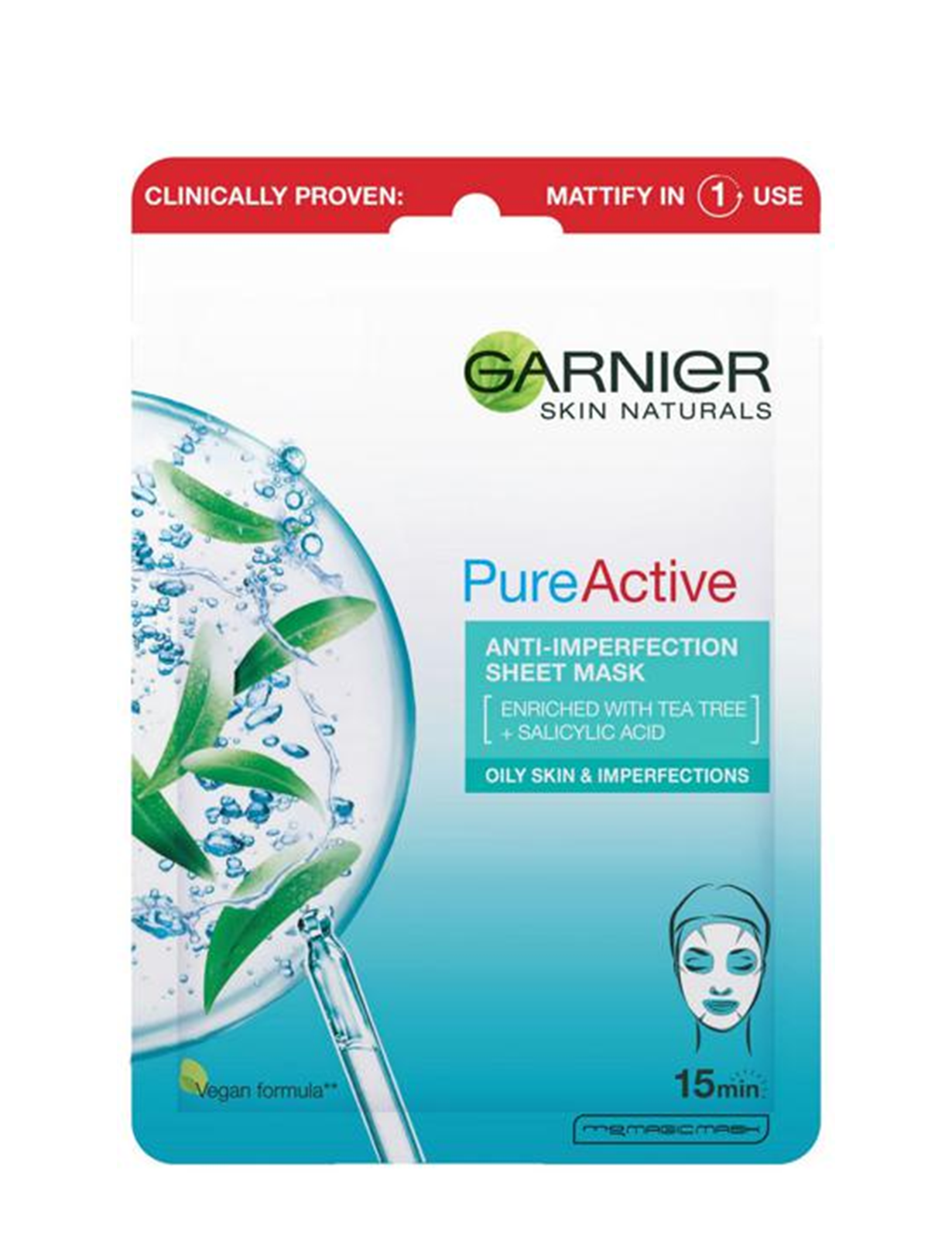 ماسک ورقه ای ضدجوش گارنیرGARNIER PURE ACTIVE SHEET MASK OILY SKIN